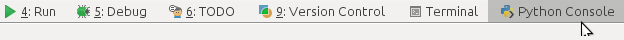 Start a Python console in Pycharm