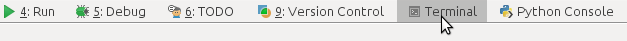 Start a terminal window in Pycharm