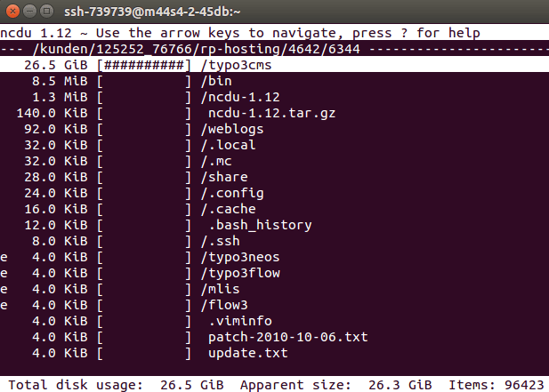 Using ncdu